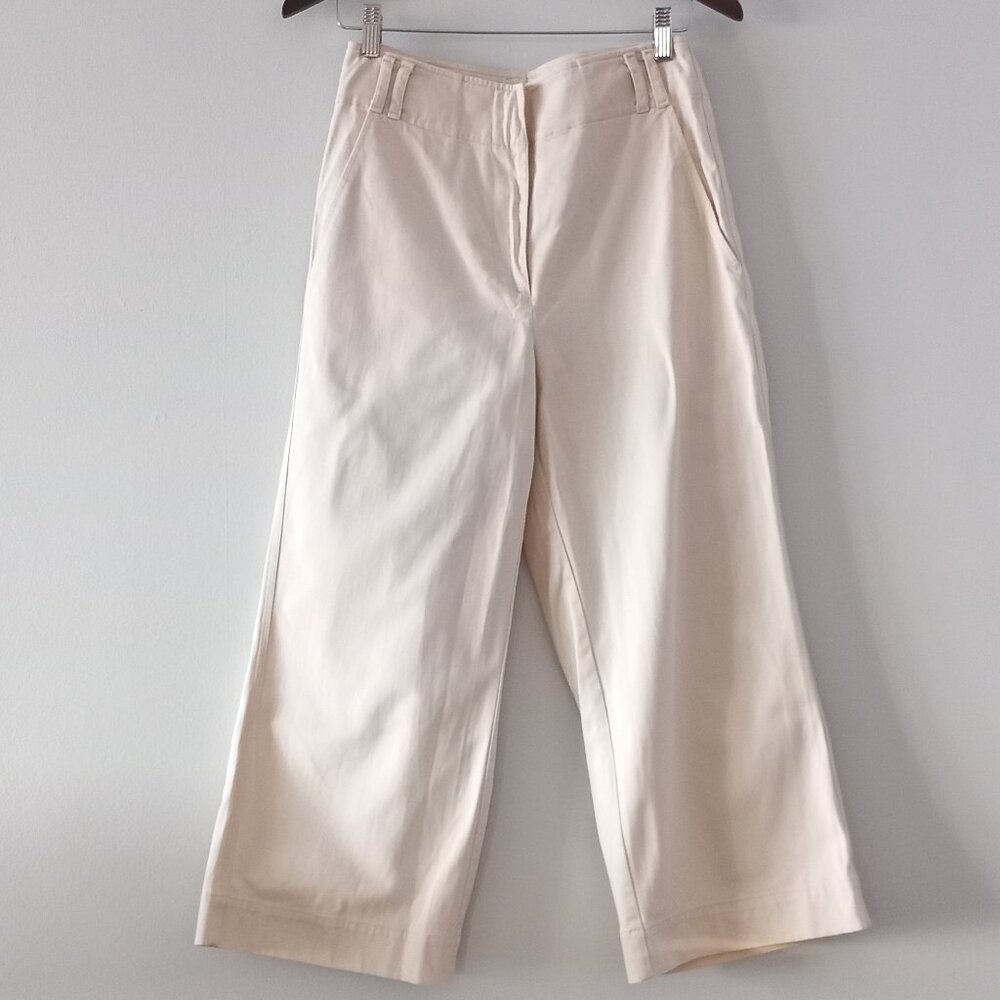 PROENZA SCHOULER WHITE LABEL cream cotton wide leg jeans